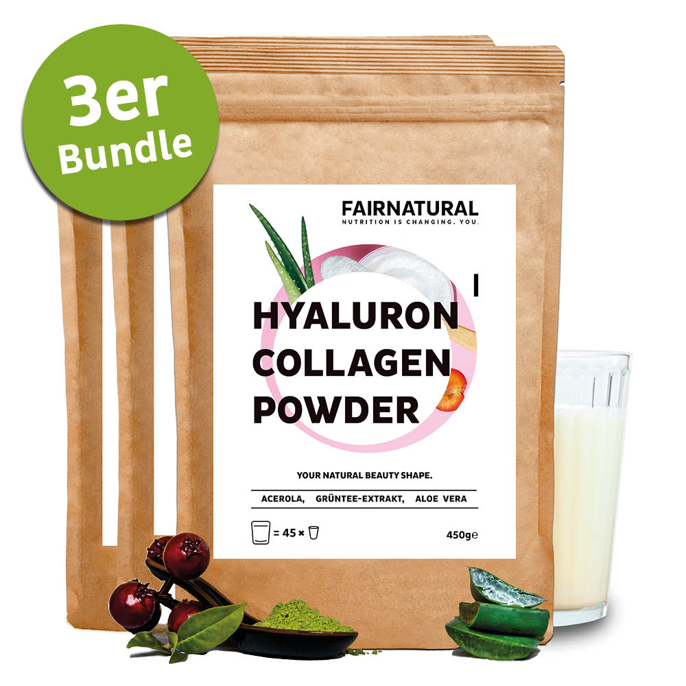 24H EXKLUSIVE TESTAKTION: Kollagen Hyaluron Pulver 3er Bundle (4-Monatskur)