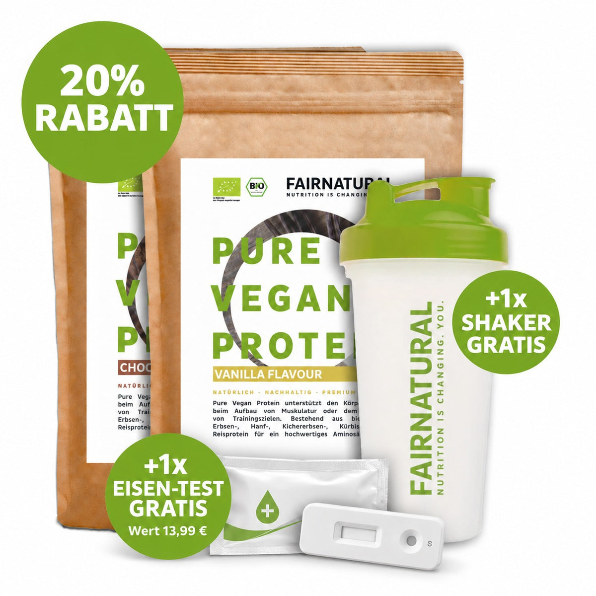 Rabattierte Diät-Probieraktion: Veganes Bio Protein 2er-Bundle mit 20% Rabatt